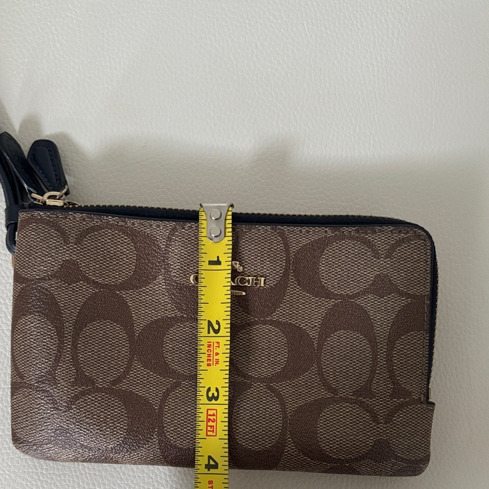 Coach Monogram Double Zipper Wristlet Brown Wristlet ( LIke New Without Tags) - Picture 10 of 15